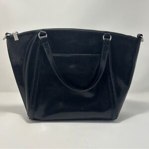 HOBO International Retro Polished Black Leather Satchel Tote Purse